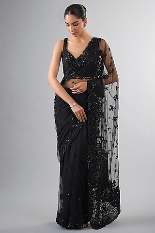 Mudra Embellished Saree Gown With Intricate Katdana & Wire Work Pallu