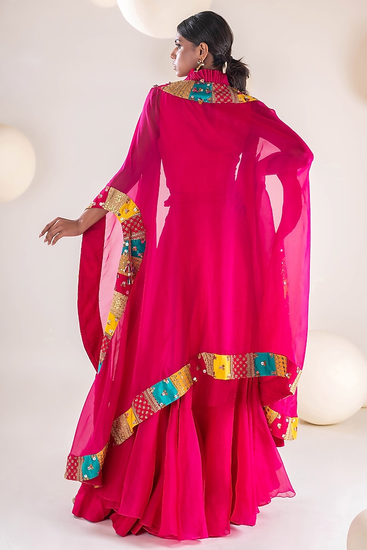 Rani Dupion Patchwork Cape Set by Pallavi Poddar (India) at Pernia's Pop Up Shop