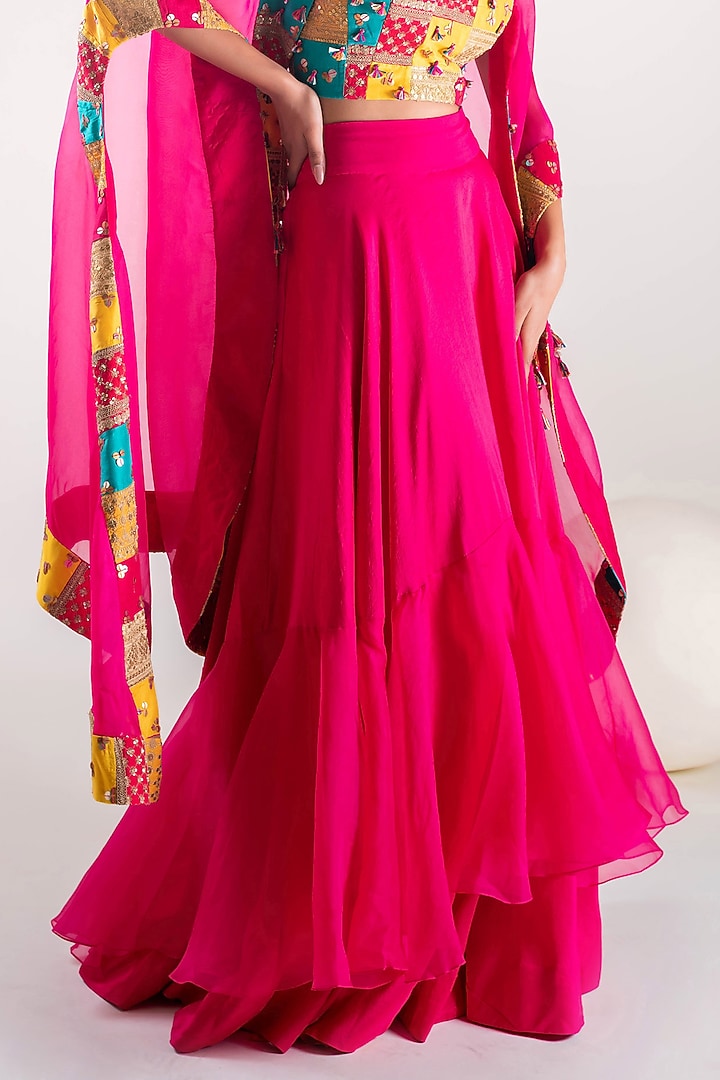 Rani Dupion Patchwork Cape Set by Pallavi Poddar (India) at Pernia's Pop Up Shop