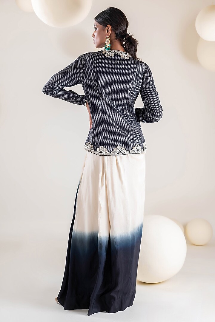 Black & Ivory Dupion Dyed Skirt Set by Pallavi Poddar (India) at Pernia's Pop Up Shop