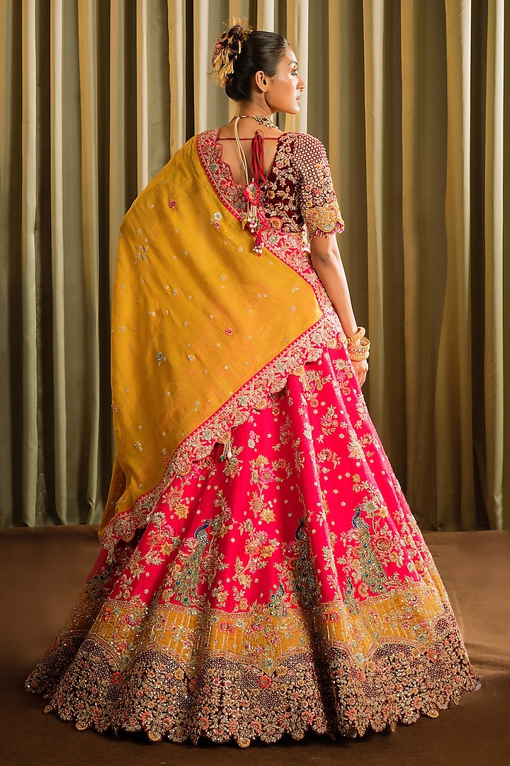 Rani Raw Silk Dabka Work Bridal Lehenga Set by Pallavi Poddar (India) at Pernia's Pop Up Shop
