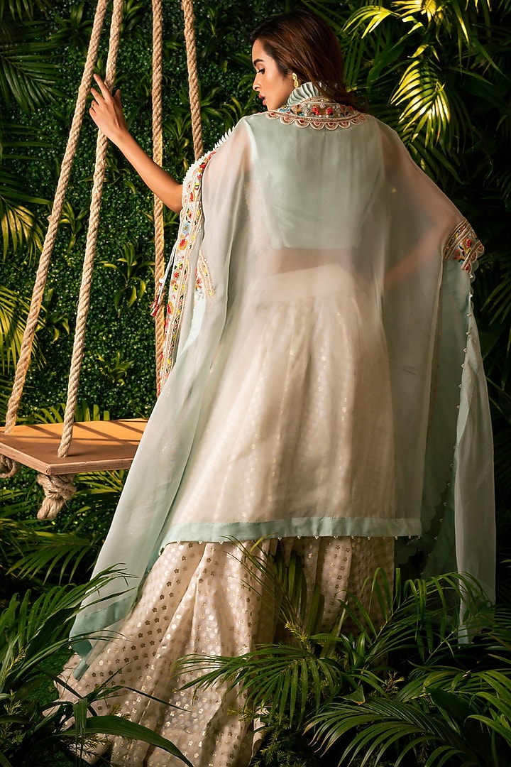 Ivory Chanderi Skirt Set by Pallavi Poddar (India) at Pernia's Pop Up Shop
