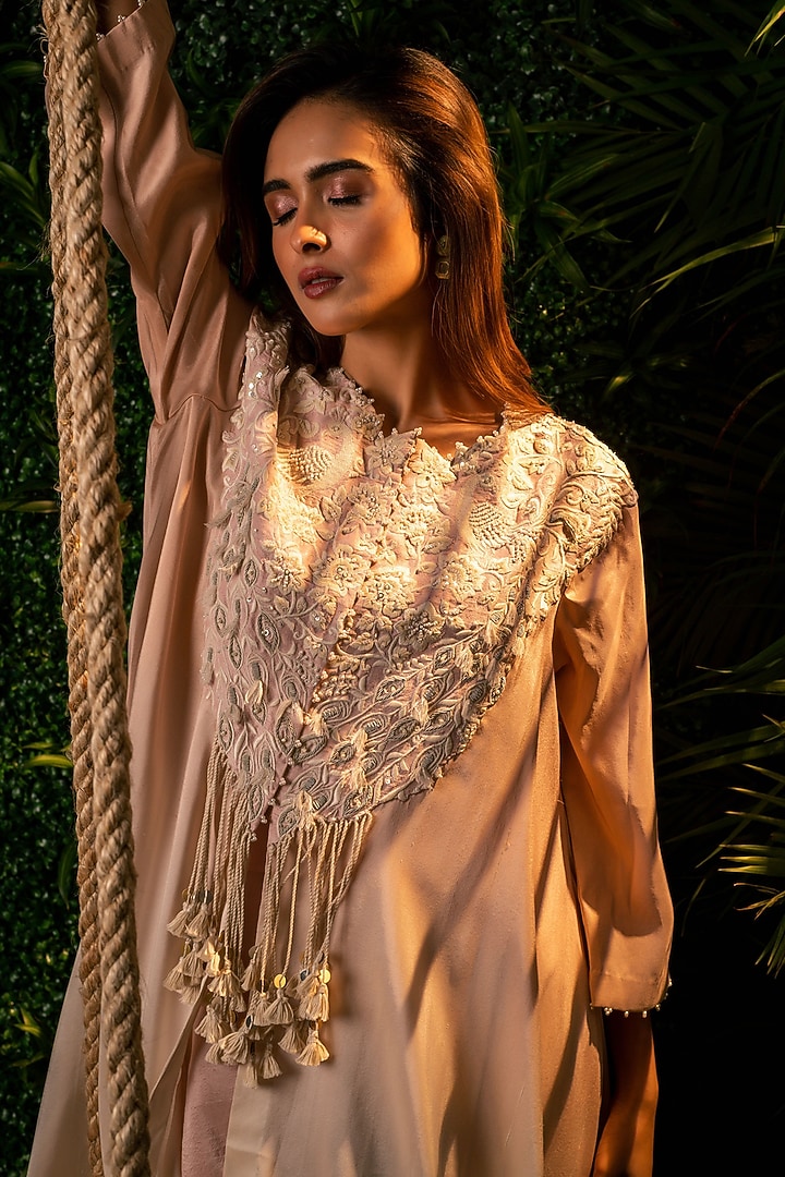 Pink Dupion Dhoti Set by Pallavi Poddar (India) at Pernia's Pop Up Shop