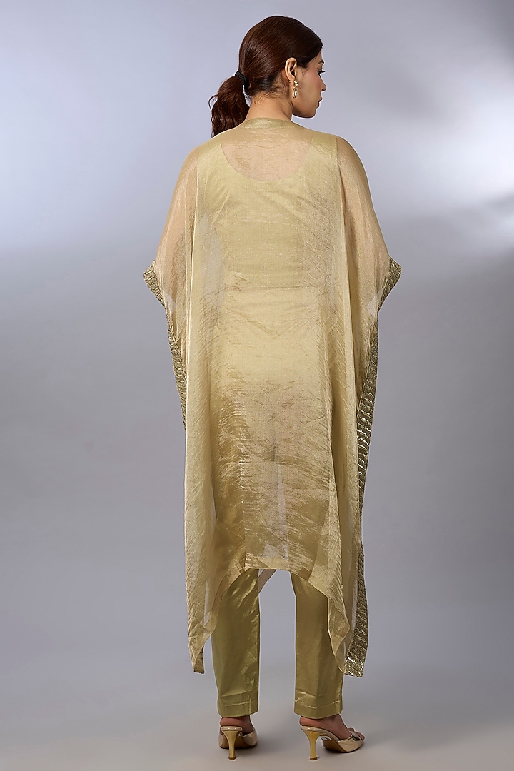 Gold Tissue Zardosi Embroidered Kaftan Set by Pallavi Poddar (India) at Pernia's Pop Up Shop