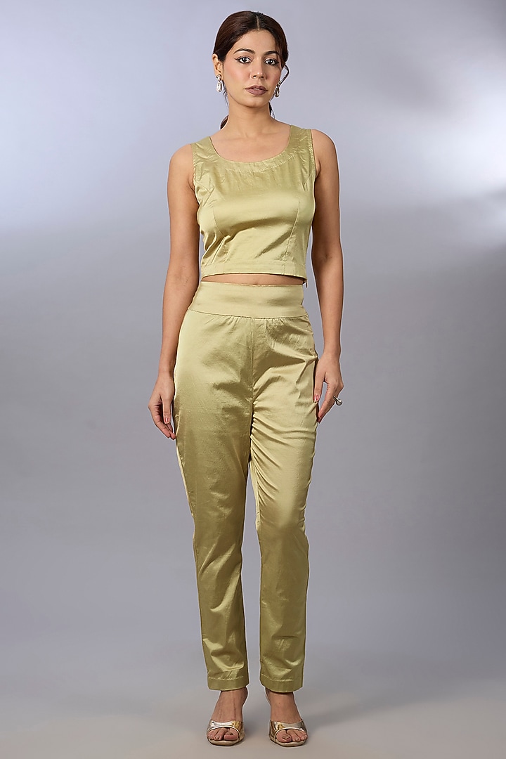 Gold Tissue Zardosi Embroidered Kaftan Set by Pallavi Poddar (India) at Pernia's Pop Up Shop