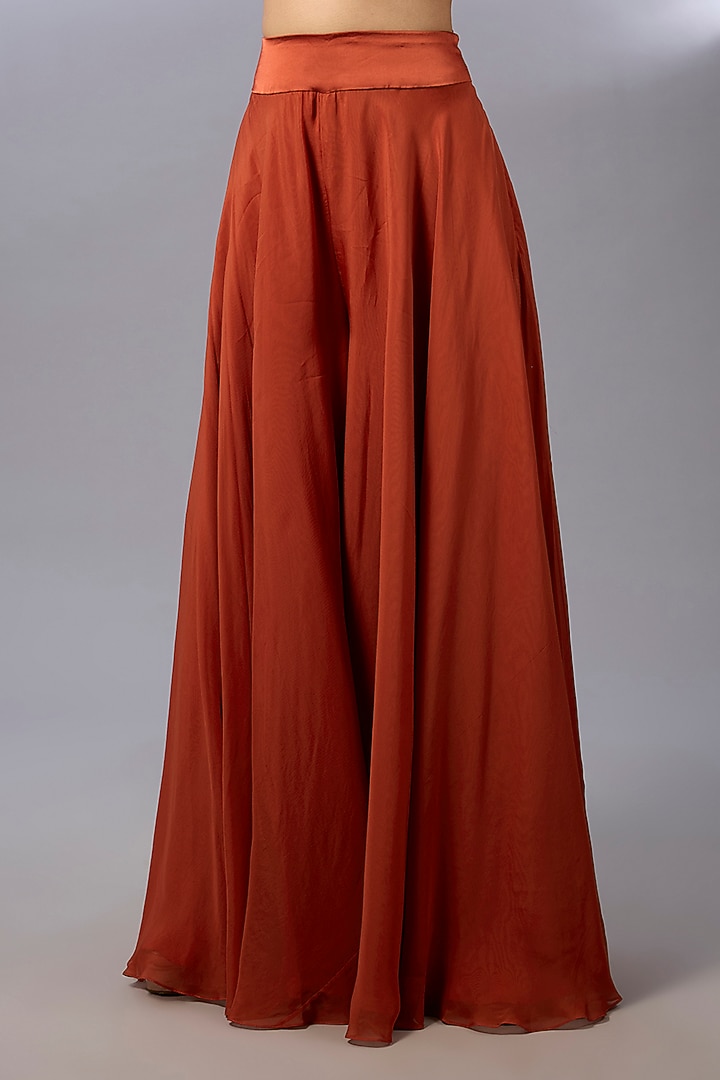 Rust Orange Tissue Wedding Sharara Set by Pallavi Poddar (India) at Pernia's Pop Up Shop