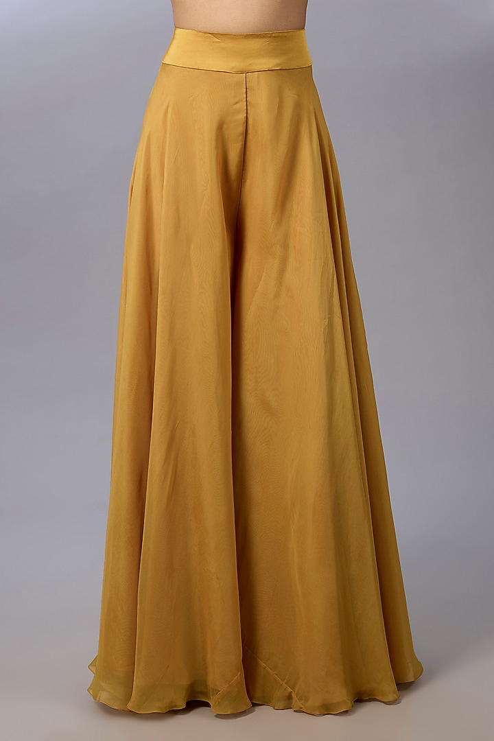 Mustard Tissue Wedding Sharara Set by Pallavi Poddar (India) at Pernia's Pop Up Shop