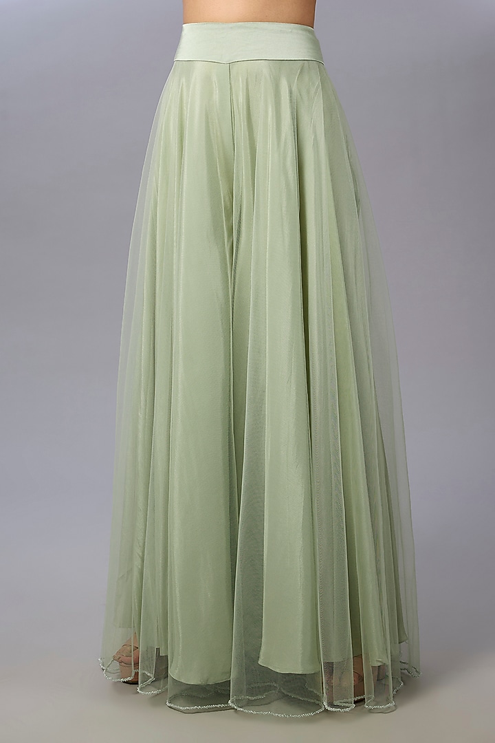 Mint Green Tulle Wedding Sharara Set by Pallavi Poddar (India) at Pernia's Pop Up Shop