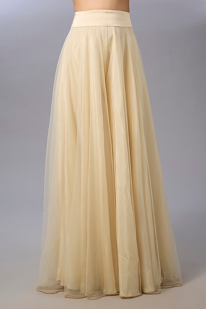Ivory Tulle Wedding Sharara Set by Pallavi Poddar (India) at Pernia's Pop Up Shop