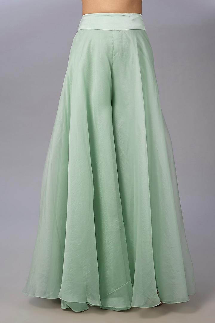 Green Dupion Wedding Sharara Set by Pallavi Poddar (India) at Pernia's Pop Up Shop