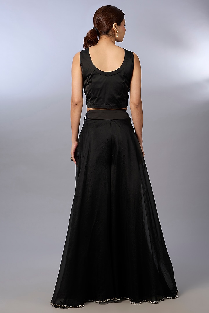 Black Organza Zardosi Work Cape Set by Pallavi Poddar (India) at Pernia's Pop Up Shop