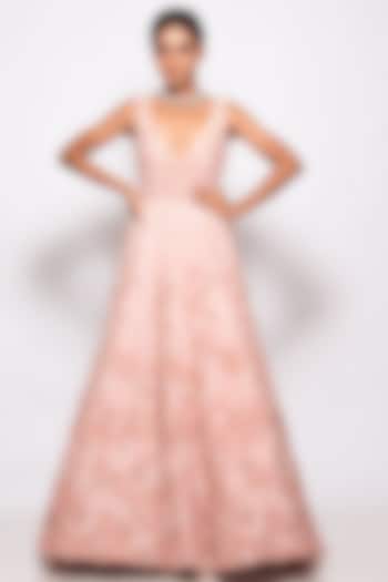 Pink Tulle Embellished Gown by Pallavi Poddar (India)