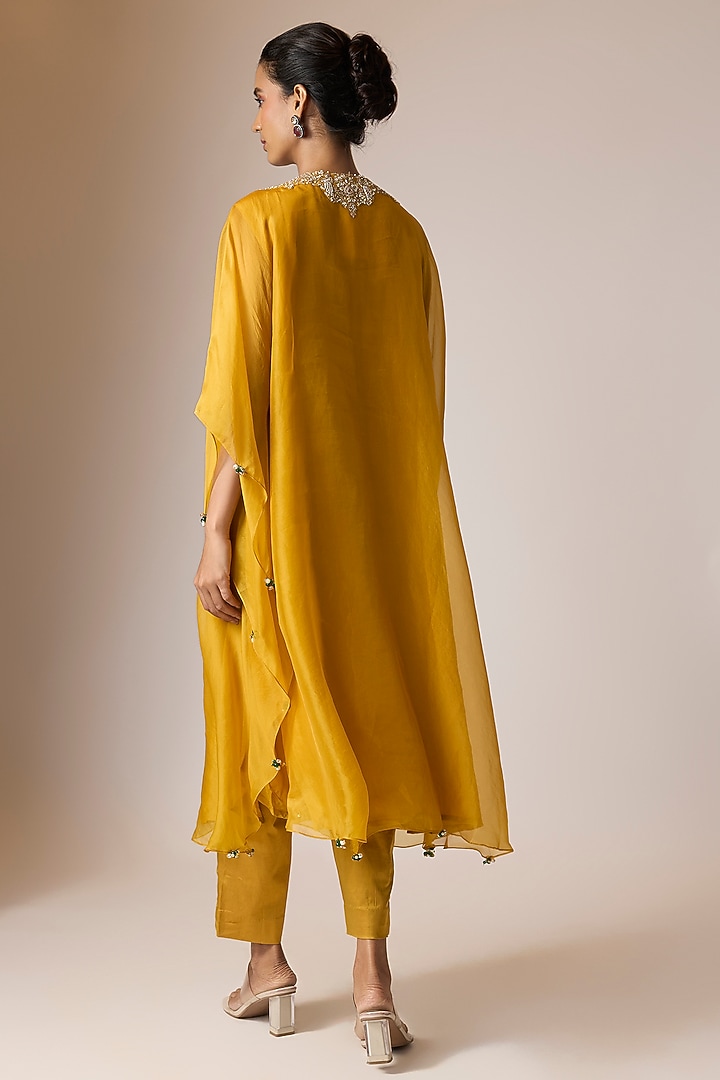 Mustard Organza Kaftan Set by Pallavi Poddar (India) at Pernia's Pop Up Shop