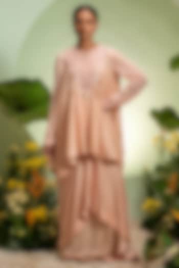 Pink Chanderi Satin Skirt Set by Pallavi Poddar (India) at Pernia's Pop Up Shop