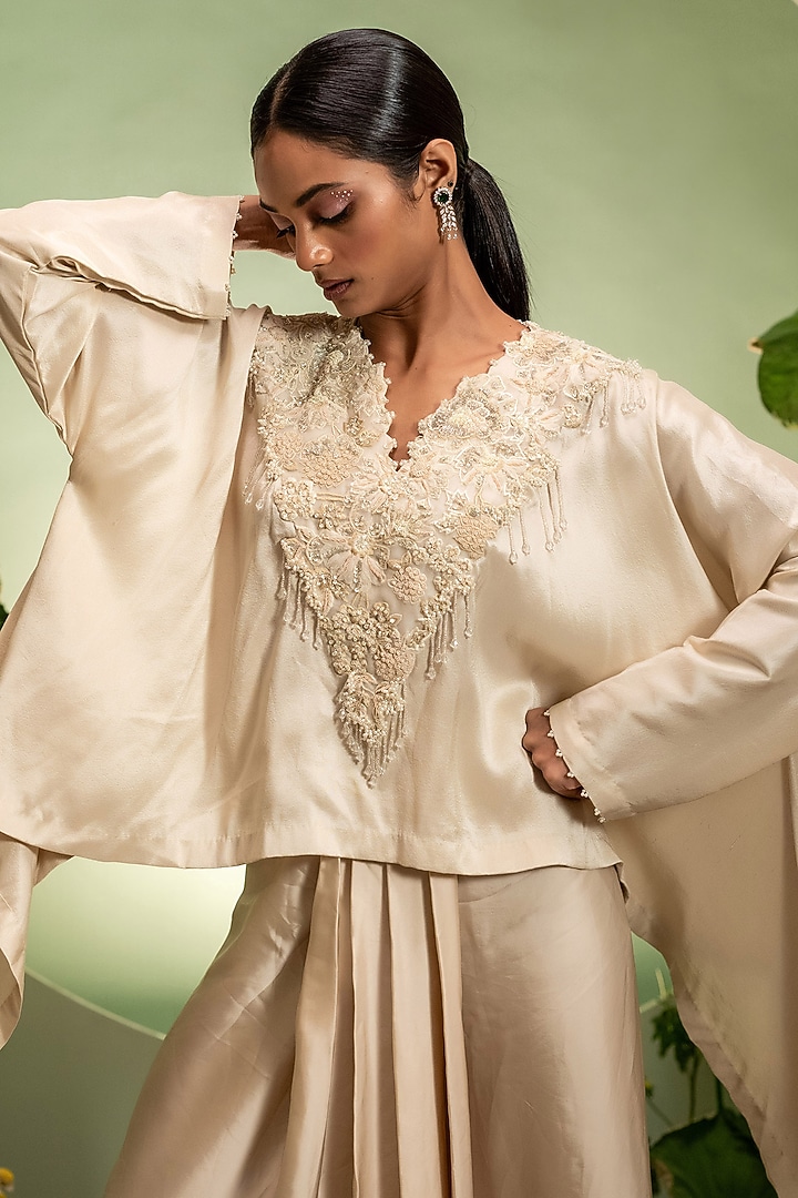 Ivory Organza Skirt Set by Pallavi Poddar (India) at Pernia's Pop Up Shop
