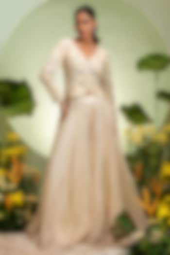 Ivory Organza Skirt Set by Pallavi Poddar (India) at Pernia's Pop Up Shop