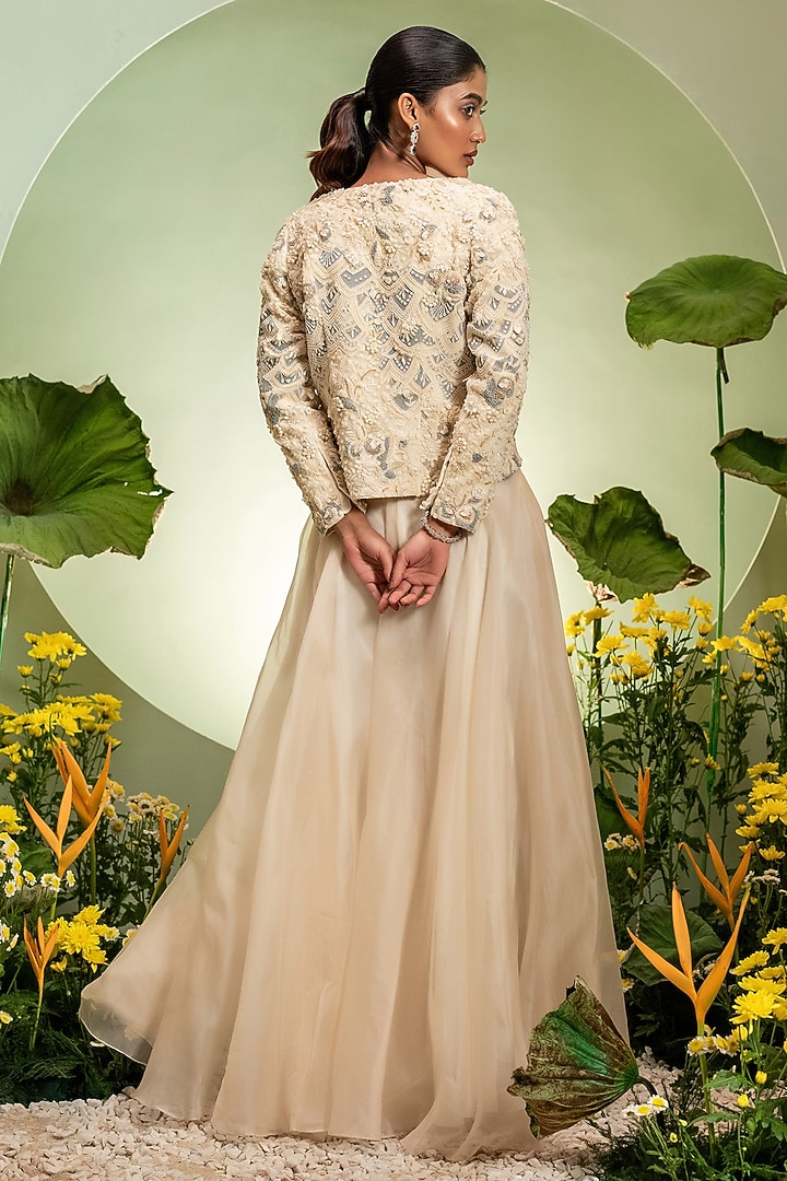 Ivory Organza Skirt Set by Pallavi Poddar (India) at Pernia's Pop Up Shop