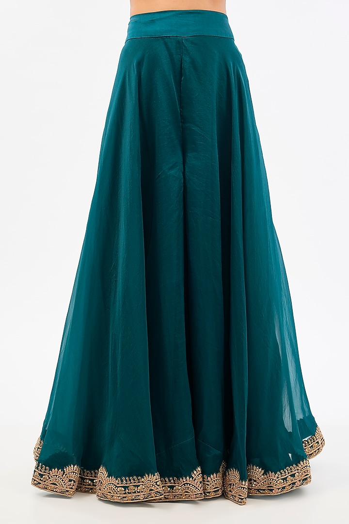 Green Dupion Wedding Sharara Set by Pallavi Poddar (India) at Pernia's Pop Up Shop