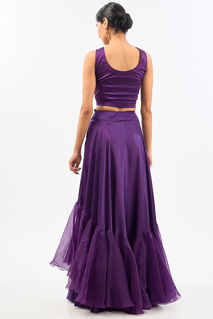 Purple Organza & Satin Skirt Set by Pallavi Poddar (India) at Pernia's Pop Up Shop