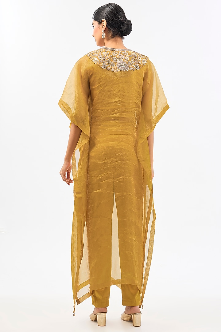 Yellow Tissue Organza Kaftan Set by Pallavi Poddar (India) at Pernia's Pop Up Shop
