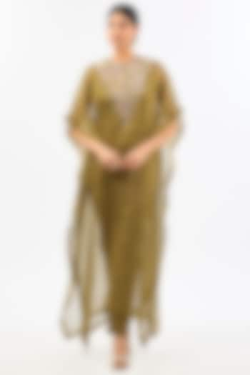 Green Tissue Organza Kaftan Set by Pallavi Poddar (India) at Pernia's Pop Up Shop