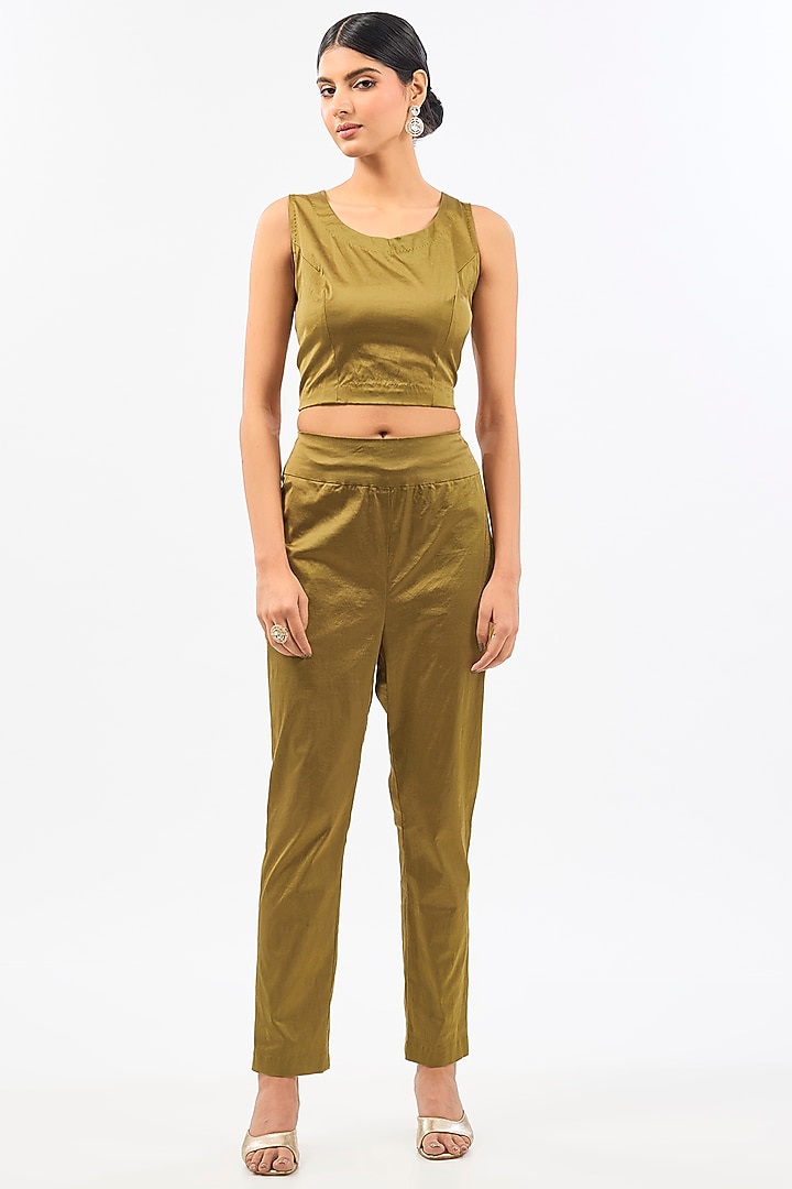 Green Tissue Organza Kaftan Set by Pallavi Poddar (India) at Pernia's Pop Up Shop