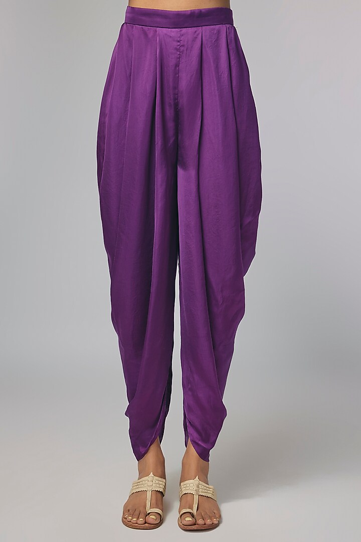 Purple Satin Zardosi Hand Work Cape Set by Pallavi Poddar (India) at Pernia's Pop Up Shop