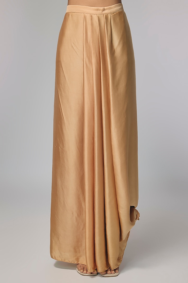 Beige Satin Zardosi Hand Work Kaftan Set by Pallavi Poddar (India) at Pernia's Pop Up Shop
