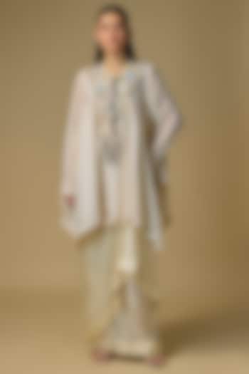 Ivory Chanderi Zardosi Hand Work Cape Set by Pallavi Poddar (India) at Pernia's Pop Up Shop