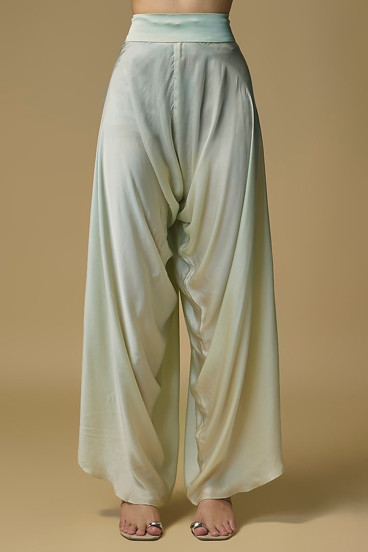 Aqua Blue Organza & Satin Zardosi Work Cape Set by Pallavi Poddar (India) at Pernia's Pop Up Shop