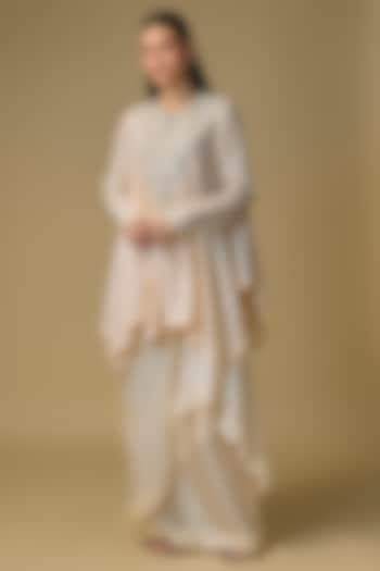 Ivory Chanderi & Satin Skirt Set by Pallavi Poddar (India) at Pernia's Pop Up Shop