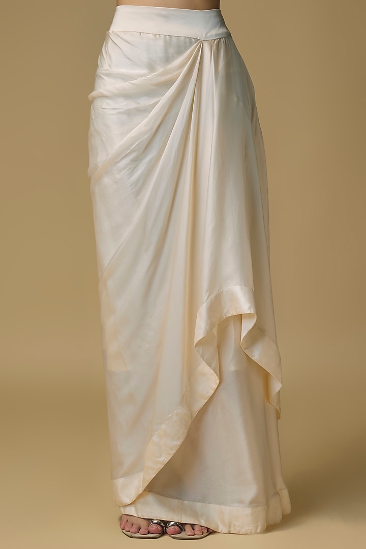 Ivory Chanderi & Satin Skirt Set by Pallavi Poddar (India) at Pernia's Pop Up Shop