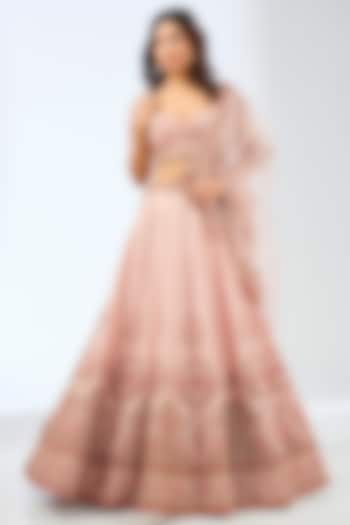 Light Pink Silk Resham Hand Embroidered Bridal Lehenga Set by Pallavi Poddar (India) at Pernia's Pop Up Shop