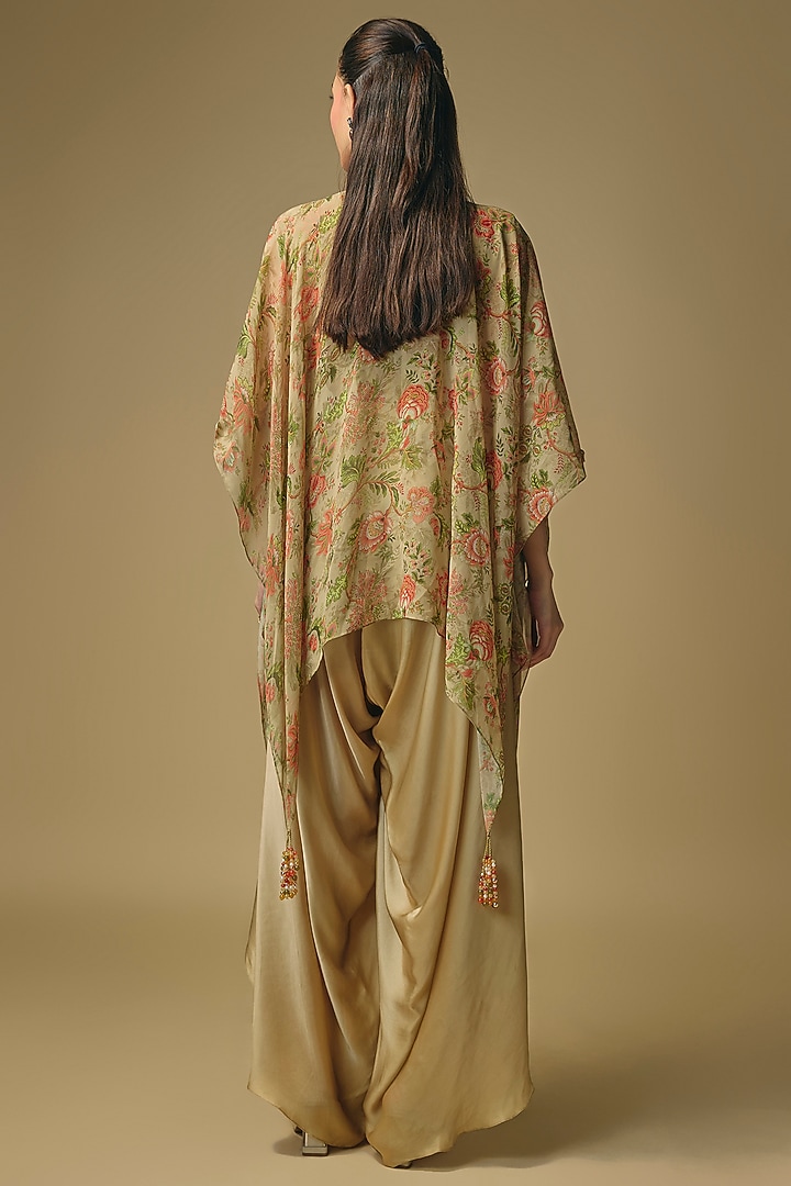 Beige Georgette & Satin Dhoti Set by Pallavi Poddar (India) at Pernia's Pop Up Shop