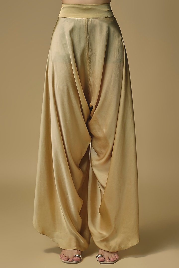 Beige Georgette & Satin Dhoti Set by Pallavi Poddar (India) at Pernia's Pop Up Shop