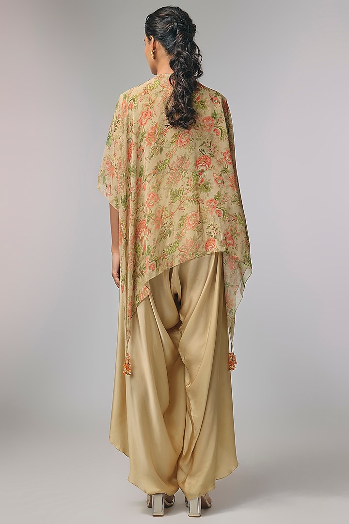 Beige Georgette & Satin Dhoti Set by Pallavi Poddar (India) at Pernia's Pop Up Shop