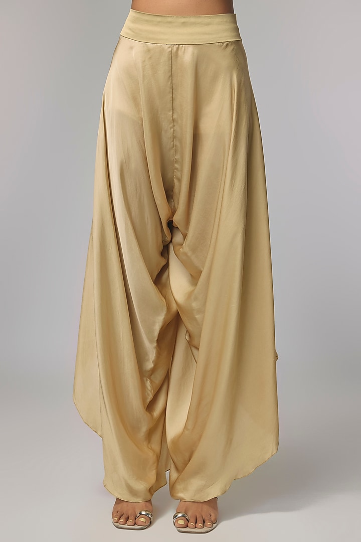 Beige Georgette & Satin Dhoti Set by Pallavi Poddar (India) at Pernia's Pop Up Shop