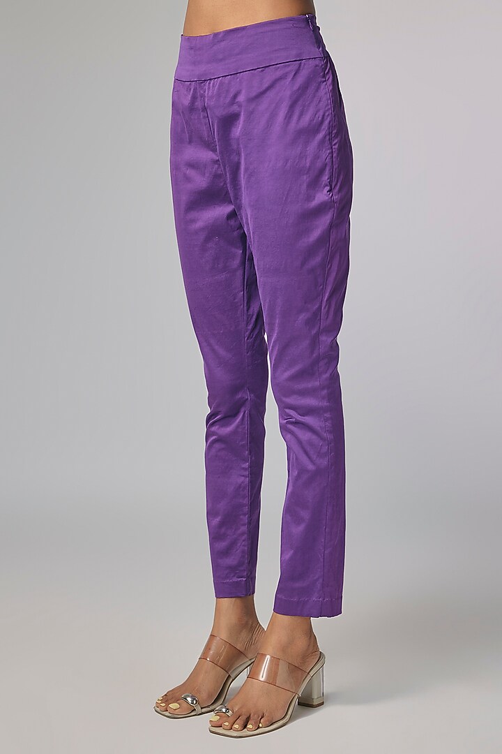 Purple Organza Zardosi Hand Work Kurta Set by Pallavi Poddar (India) at Pernia's Pop Up Shop