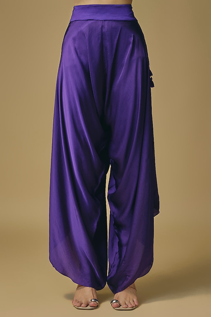 Purple Dupion Silk Zardosi Work Cape Set by Pallavi Poddar (India) at Pernia's Pop Up Shop