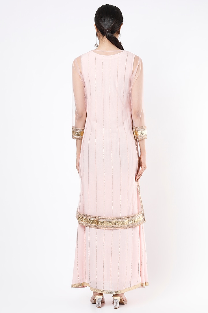 Blush Pink Modal Kurta With Dupatta by Palak & Mehak at Pernia's Pop Up Shop