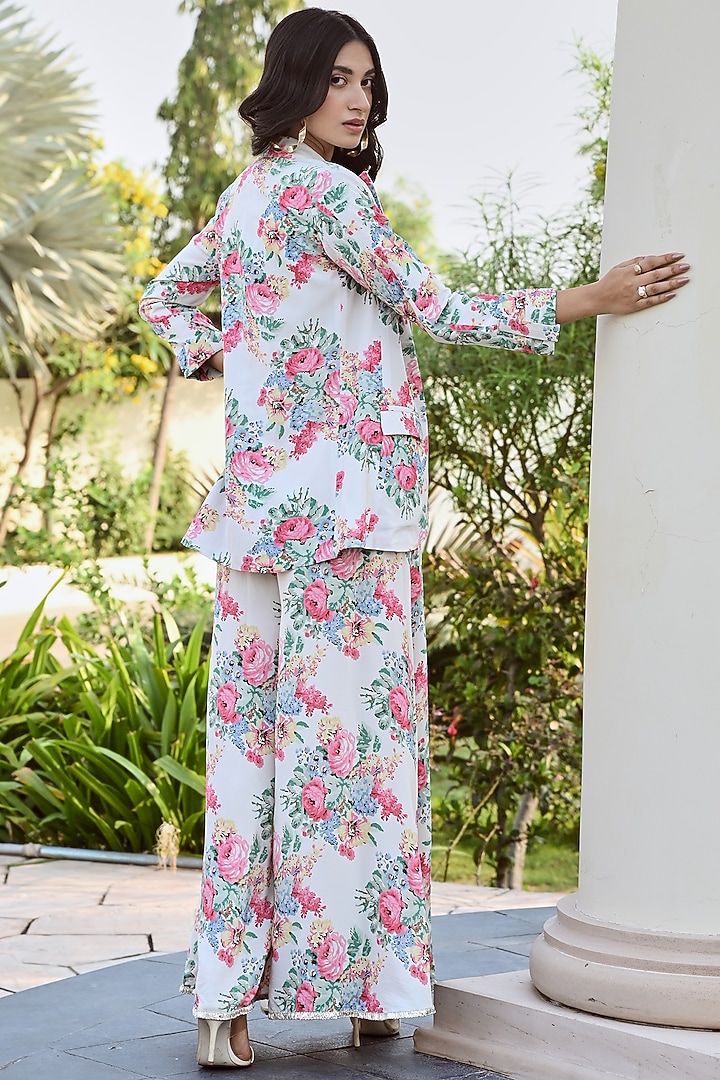 Multi-Colored Pure Crepe Blazer Set by Palak & Mehak at Pernia's Pop Up Shop
