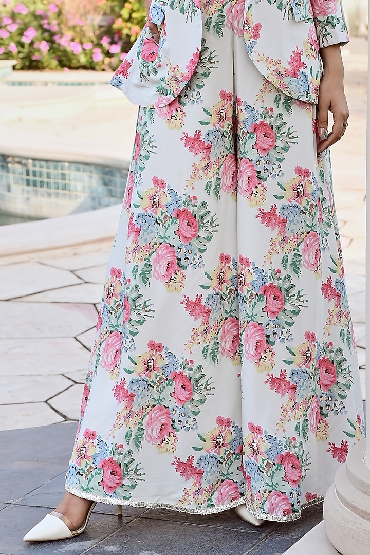 Multi-Colored Pure Crepe Blazer Set by Palak & Mehak at Pernia's Pop Up Shop