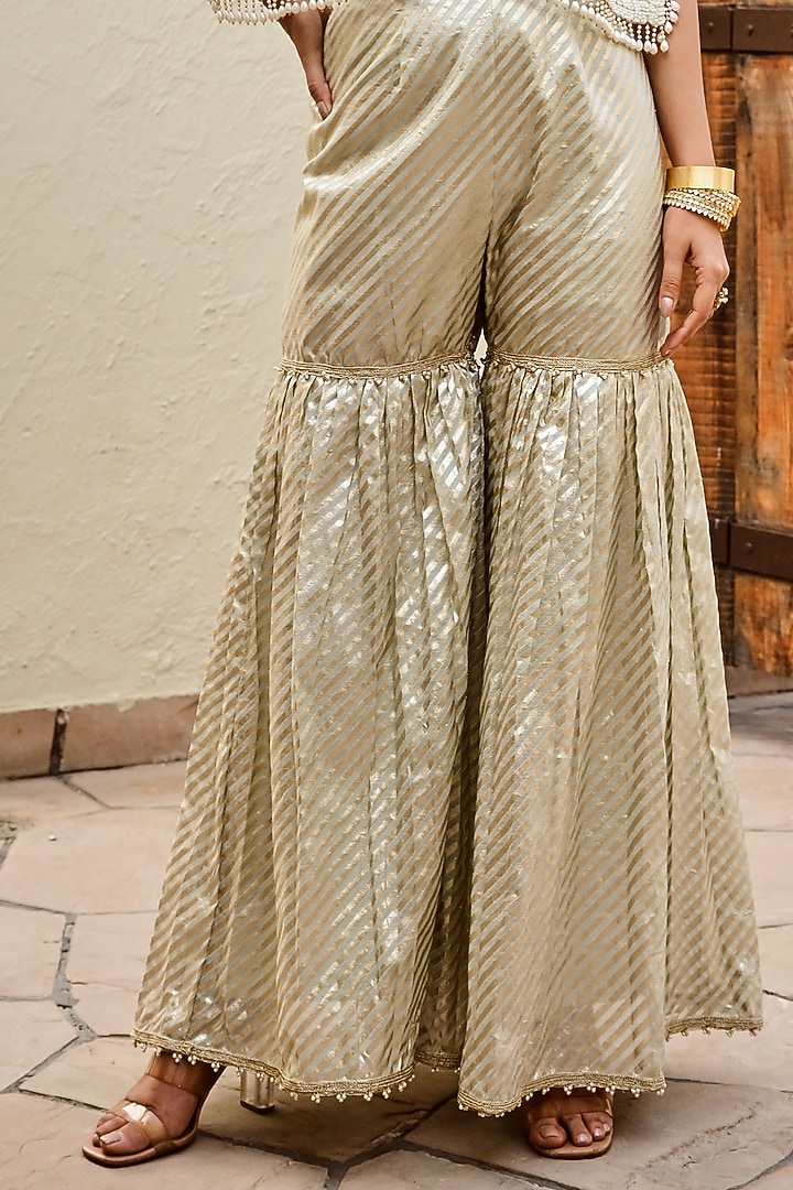 Mint Green Woven Banarasi Co-Ord Set by Palak & Mehak at Pernia's Pop Up Shop