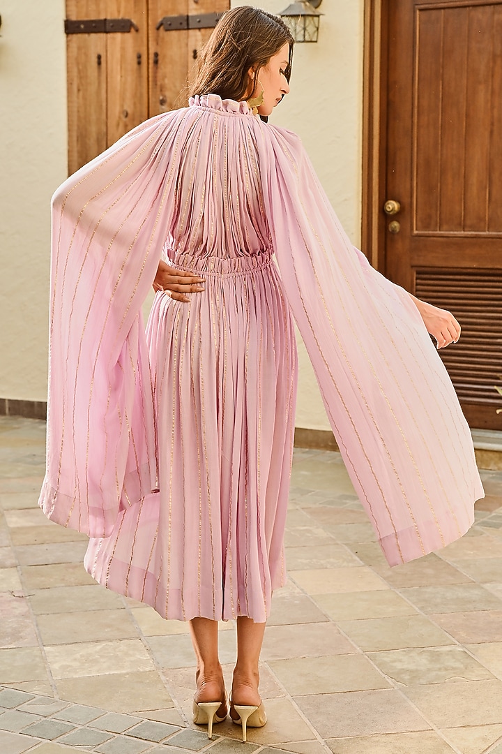 Lilac Cotton Lurex Flared Summer Dress by Palak & Mehak at Pernia's Pop Up Shop