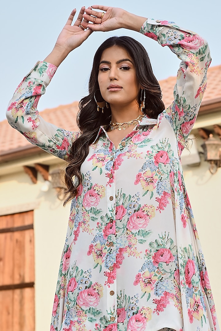 Multi-Colored Pure Crepe Co-Ord Set by Palak & Mehak at Pernia's Pop Up Shop