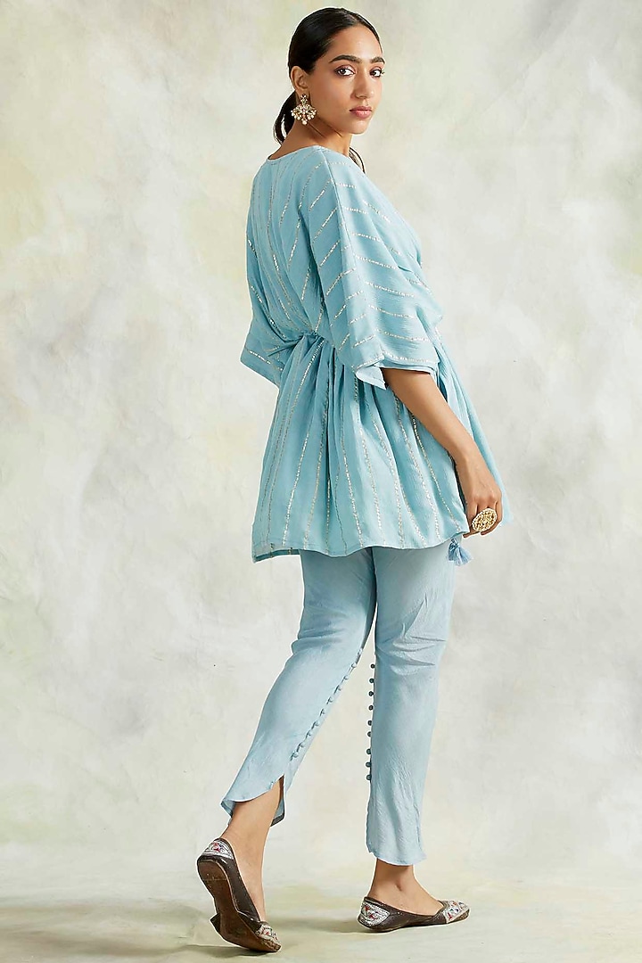Powder Blue Soft Cotton Pant Set by Palak & Mehak at Pernia's Pop Up Shop