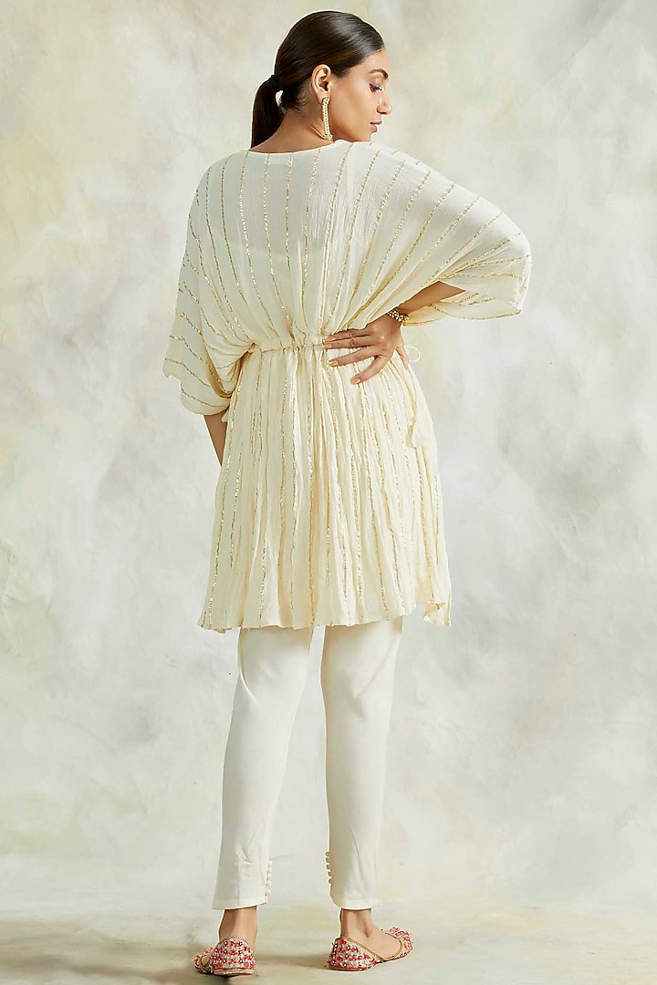 Cream Soft Cotton Pant Set by Palak & Mehak at Pernia's Pop Up Shop