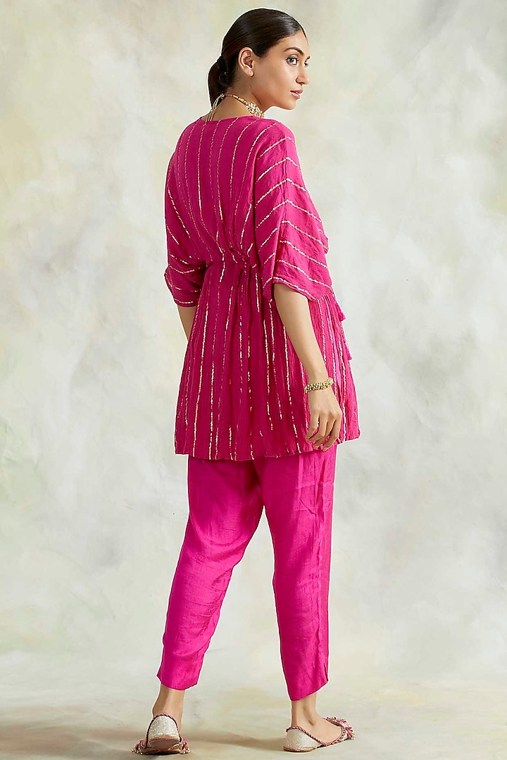 Hot Pink Soft Cotton Pant Set by Palak & Mehak at Pernia's Pop Up Shop