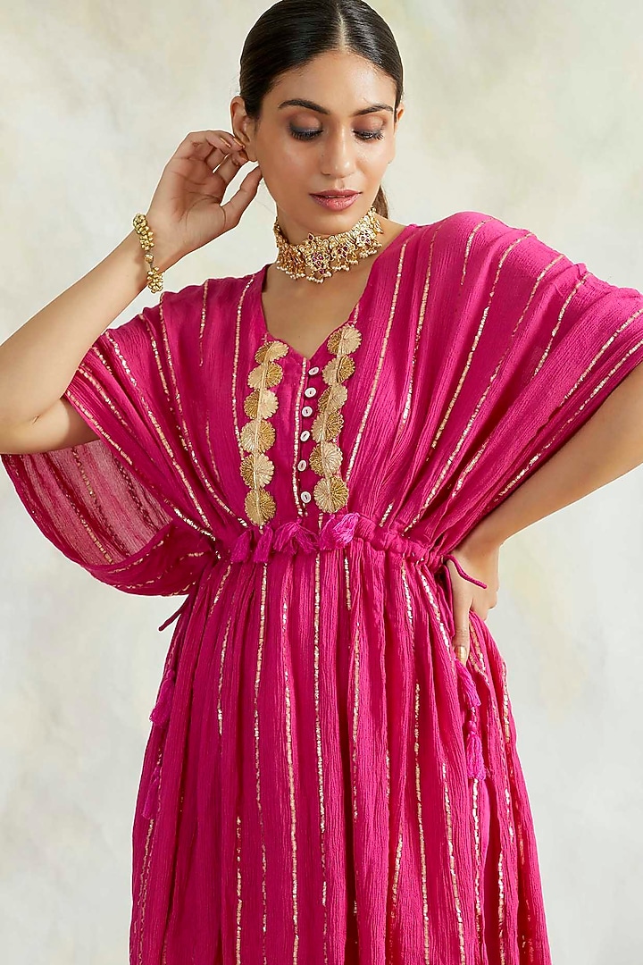 Hot Pink Soft Cotton Pant Set by Palak & Mehak at Pernia's Pop Up Shop