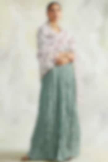 Sage Green Crinkled Anarkali Set by Palak & Mehak at Pernia's Pop Up Shop